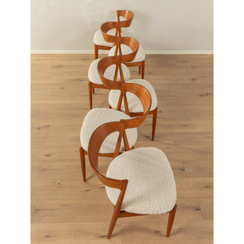 Set di 6 sedie vintage per sala da pranzo in teak massiccio e