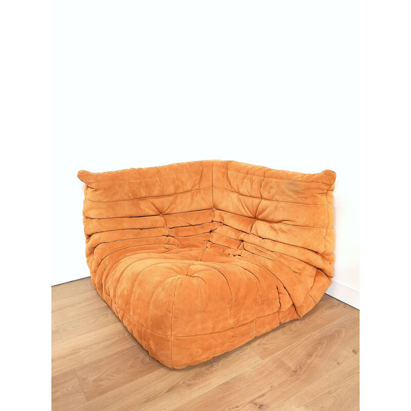 Fauteuil d'angle vintage "peau de pêche" par Michel Ducaroy pour Ligne Roset, 1980