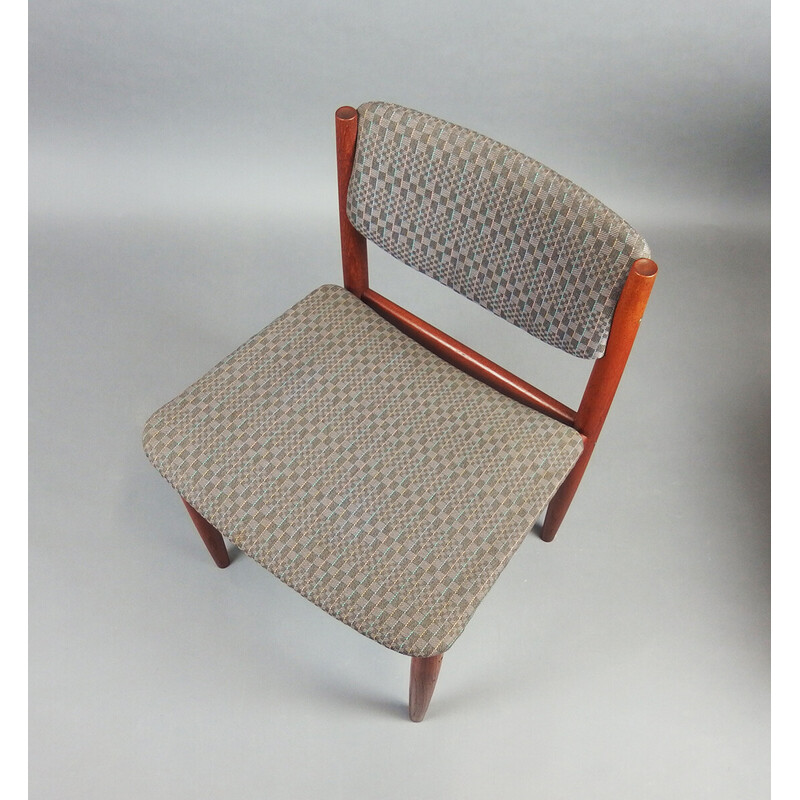 Ensemble de 6 chaises vintage modèle"197" en teck et tissus par Finn Juhl pour France et Son, Danemark 1960