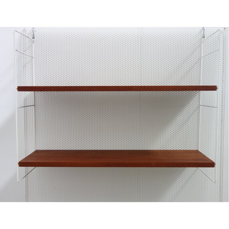 Wall shelf in white metal with 2 layers by Nils & Kajsa Strinning - 1960s