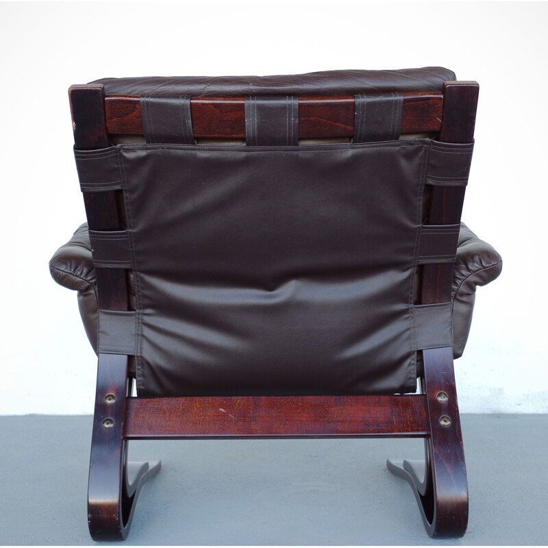 Brown leather armchair, Ingmar RELLING - 1960s