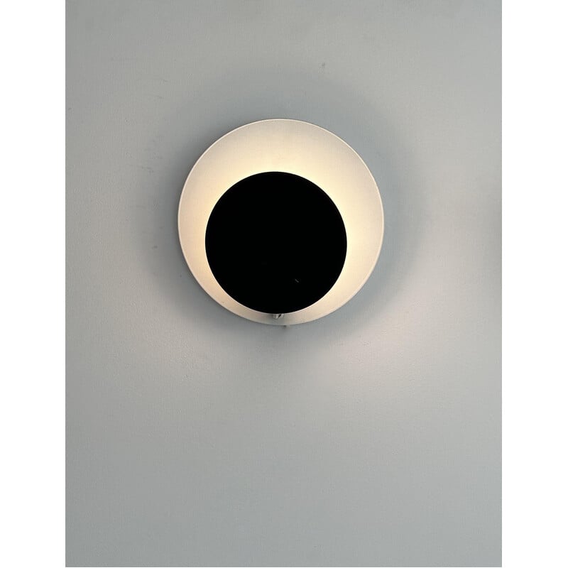 Vintage Cirkle wall lamp in black and white lacquered metal, Denmark 1970