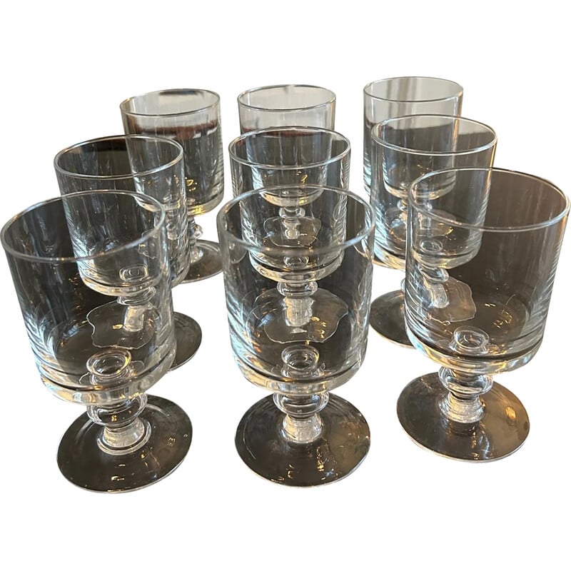 Set of 9 vintage stemmed glasses, 1950