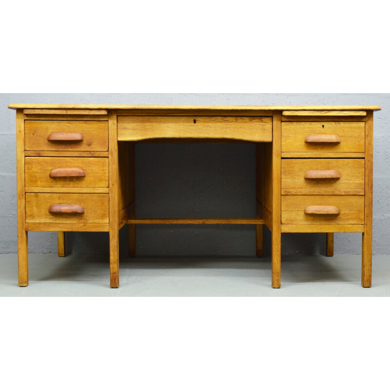 Mid-Century solid oak desk - 1960s