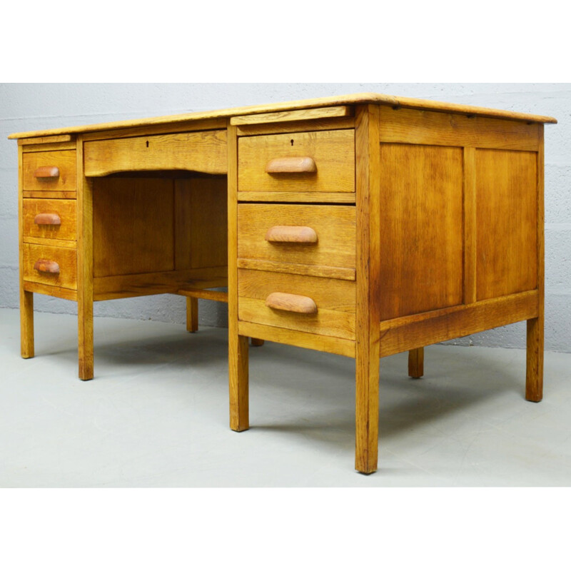 Mid-Century solid oak desk - 1960s