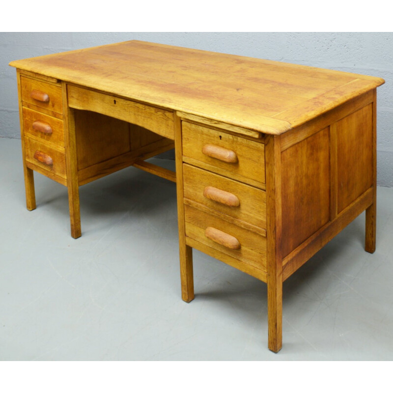 Mid-Century solid oak desk - 1960s