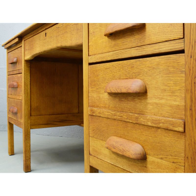 Mid-Century solid oak desk - 1960s