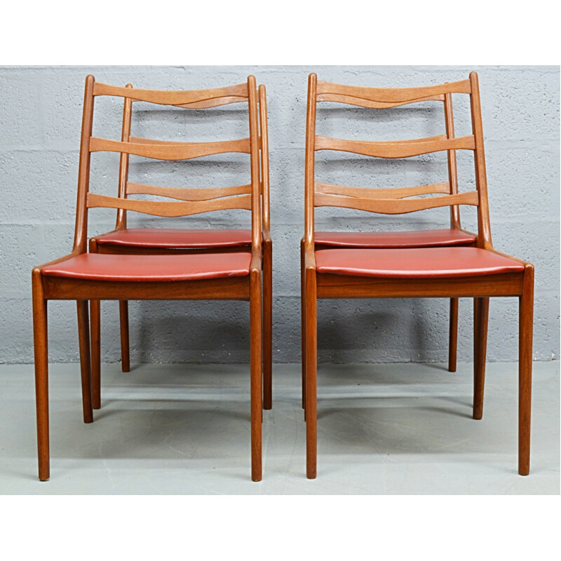 Suite de 4 chaises à repas en teck vintage par Kai Kristiansen - 1960