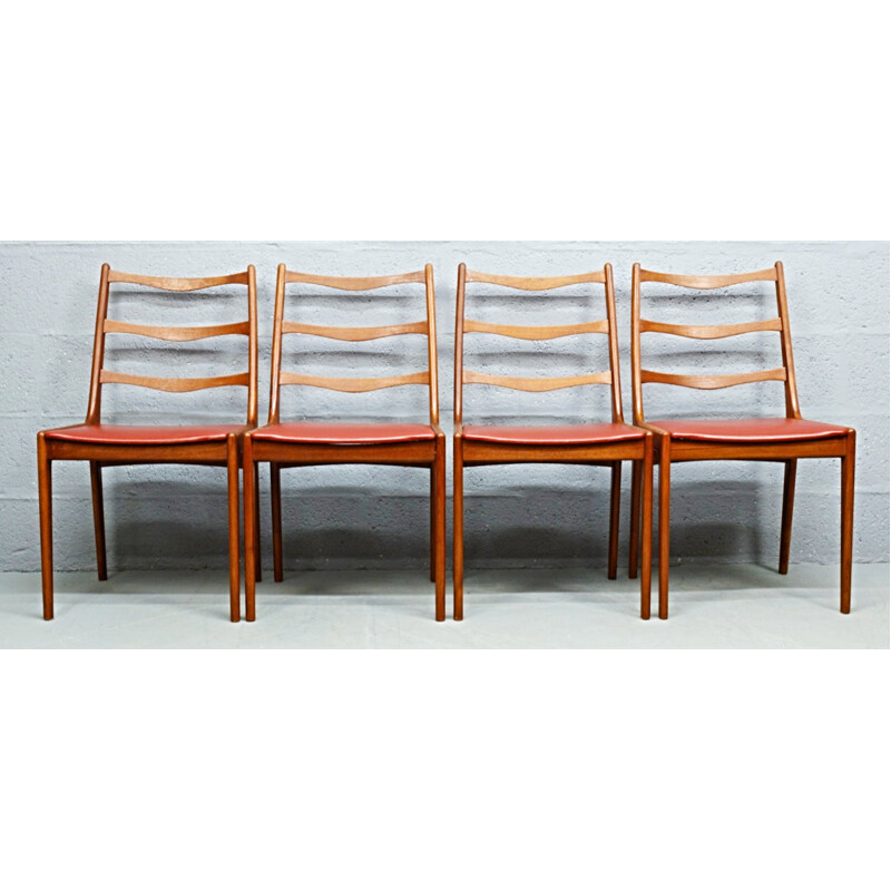 Suite de 4 chaises à repas en teck vintage par Kai Kristiansen - 1960