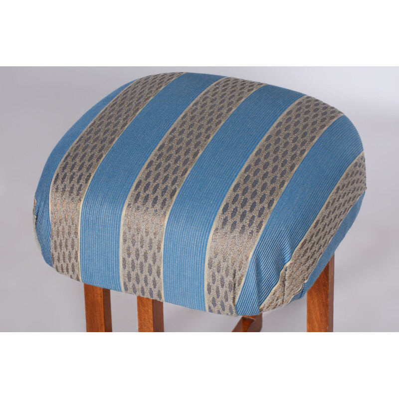 Vintage Art Deco stool in beech and fabric, Czechoslovakia 1930