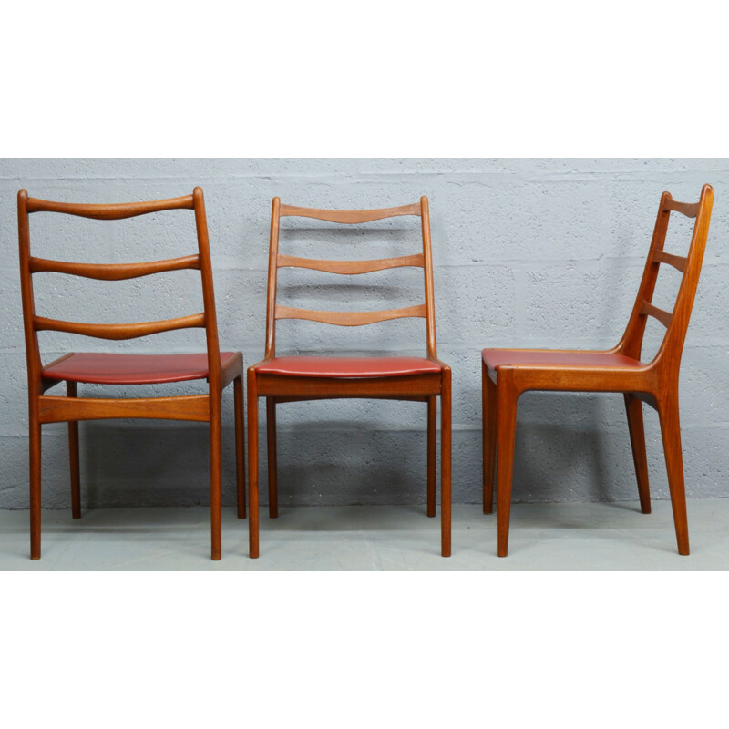 Suite de 4 chaises à repas en teck vintage par Kai Kristiansen - 1960