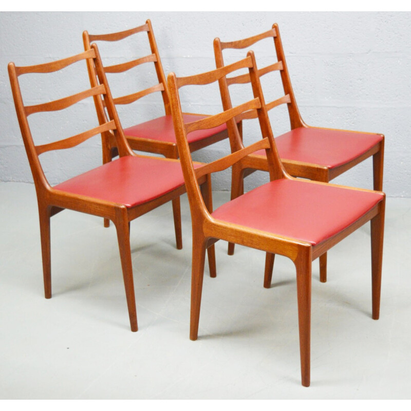 Suite de 4 chaises à repas en teck vintage par Kai Kristiansen - 1960