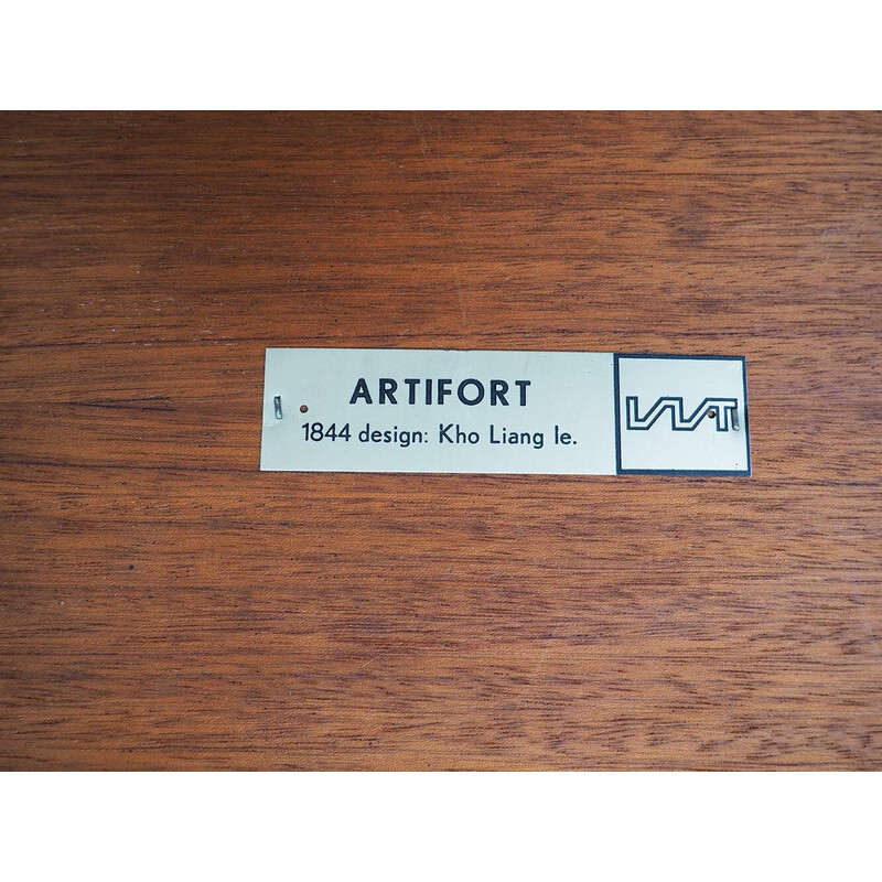 Mesa de apoio vintage modelo 1844 em madeira manchada e metal por Kho Liang para Artifort, Holanda 1960