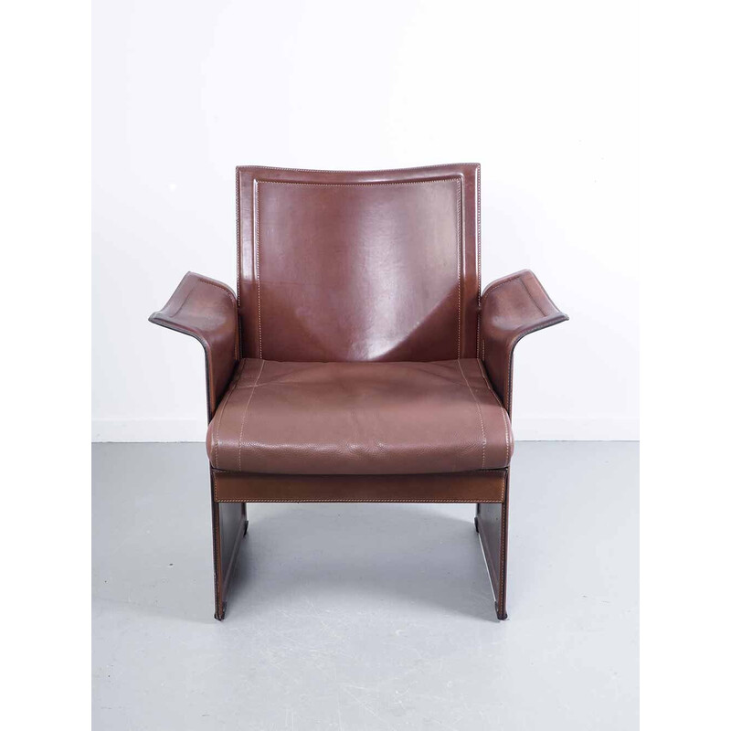 Vintage Korium KM1 leather armchair by Tito Agnoli, Italy