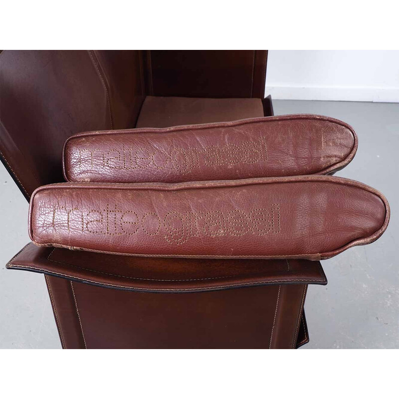Vintage 2-seater leather sofa by Tito Agnoli, Italy 1980