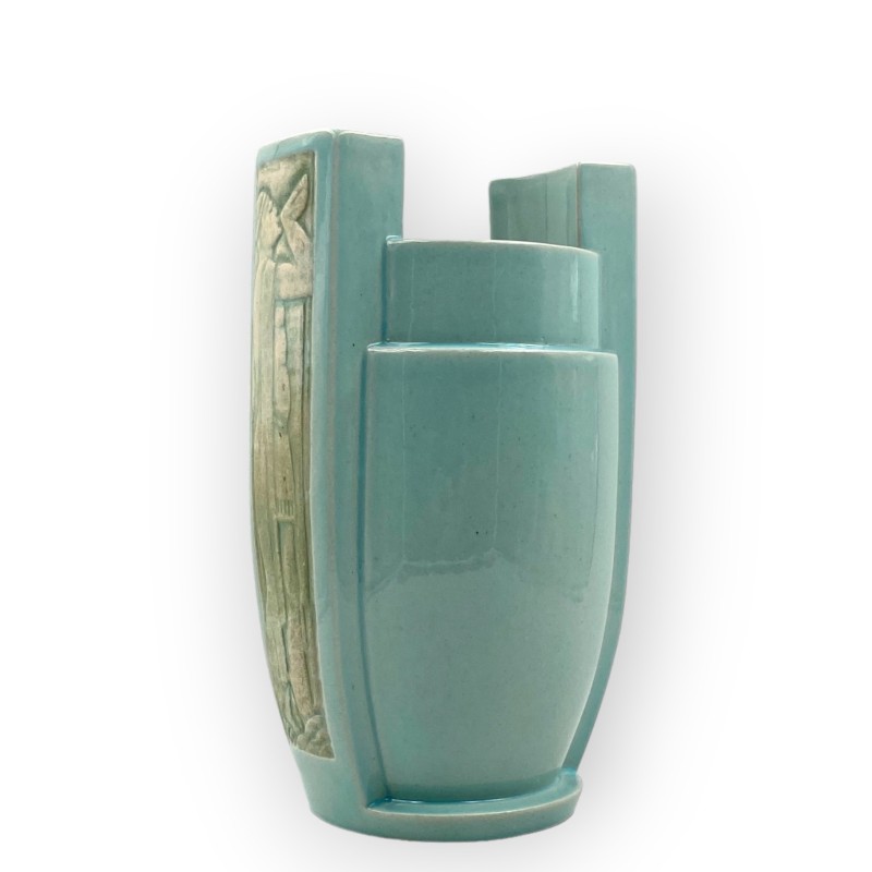 Vintage Art Deco Azur ceramic vase, France 1940