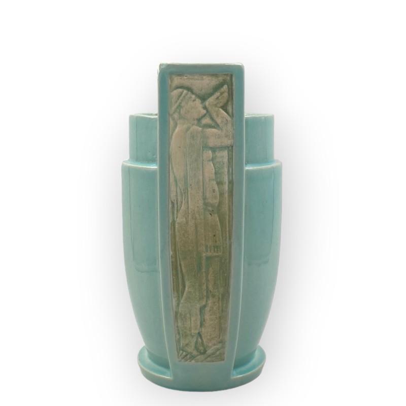 Vase vintage Art Déco Azur en céramique, France 1940