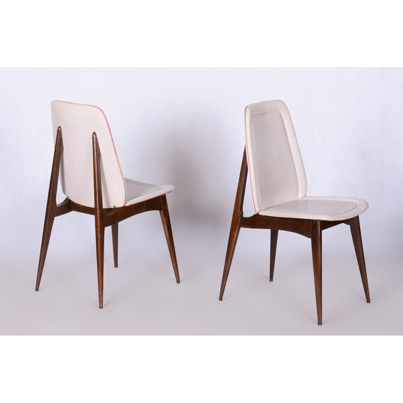 Set of 6 vintage Art Deco chairs in exotic wood by Jules Leleu, France 1940