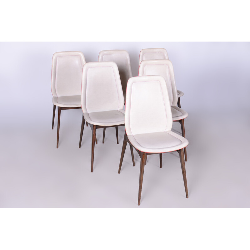 Set of 6 vintage Art Deco chairs in exotic wood by Jules Leleu, France 1940