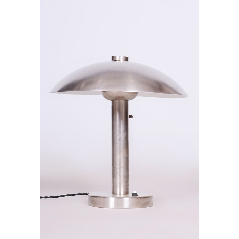 Vintage Bauhaus table lamp in nickel-plated steel by Franta Anýž, Czechoslovakia 1920