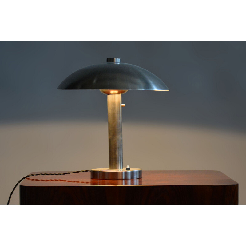 Lampe de table vintage Bauhaus en acier nickelé par Franta Anýž, Tchécoslovaquie 1920