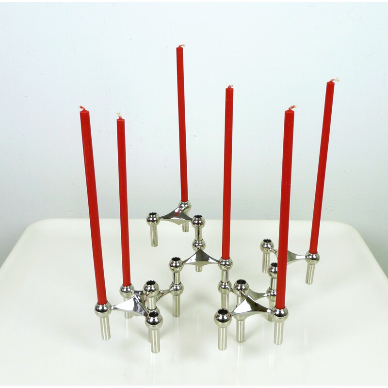 S22 Candlestick holders with table candles from Fritz Nagel, Germany - 1960s