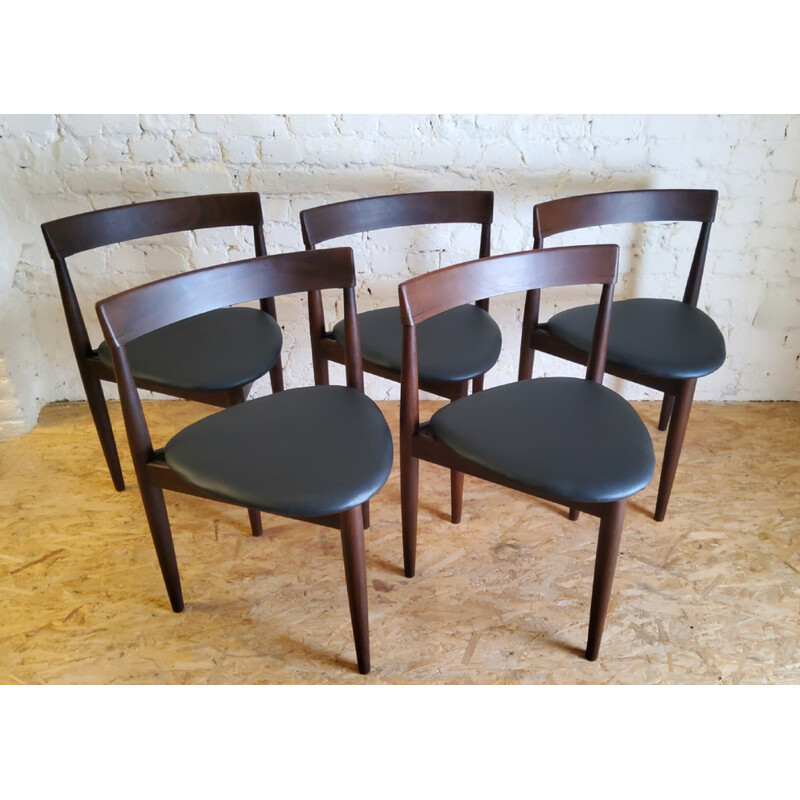 Vintage dining set in wood and black leatherette by Hans Olsen for Frem Røjle, Denmark 1960