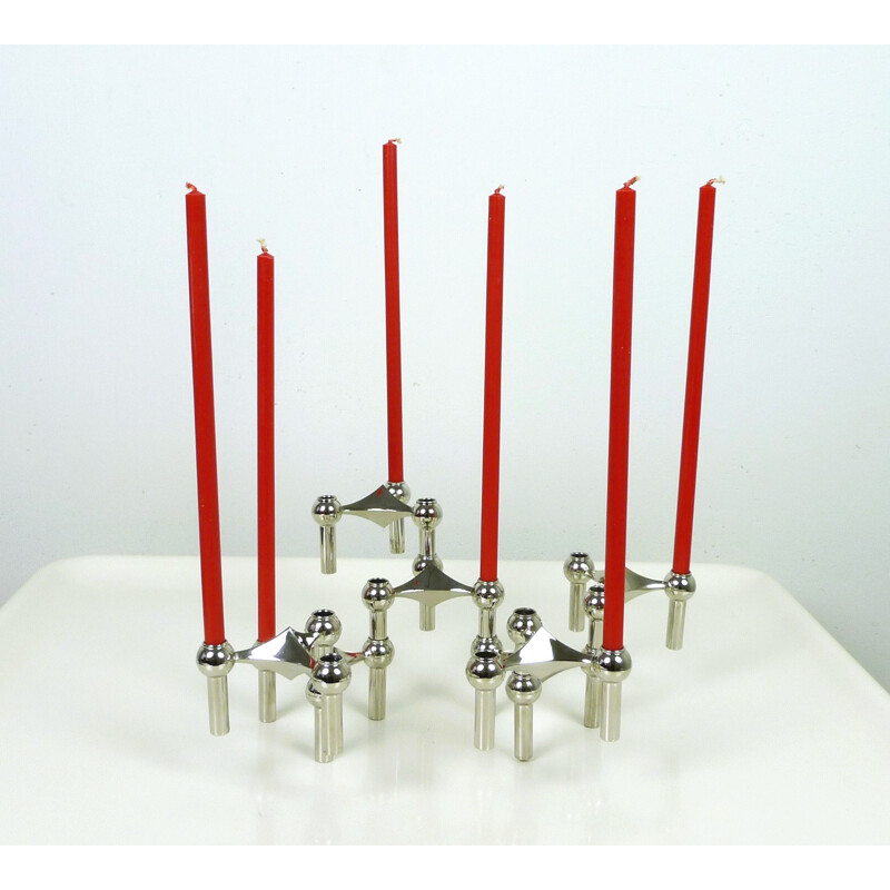 S22 Candlestick holders with table candles from Fritz Nagel, Germany - 1960s