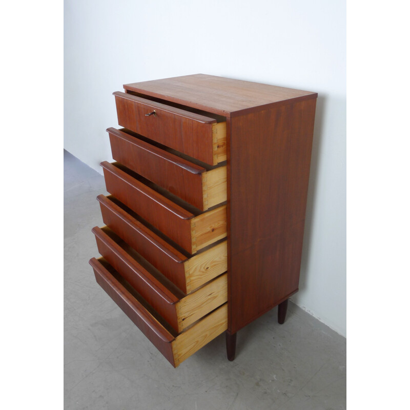 Teakwood chest of drawers with 6 drawers from Denmark - 1960s