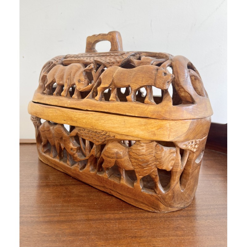 Vintage African Carved Wooden Fruit Bowl