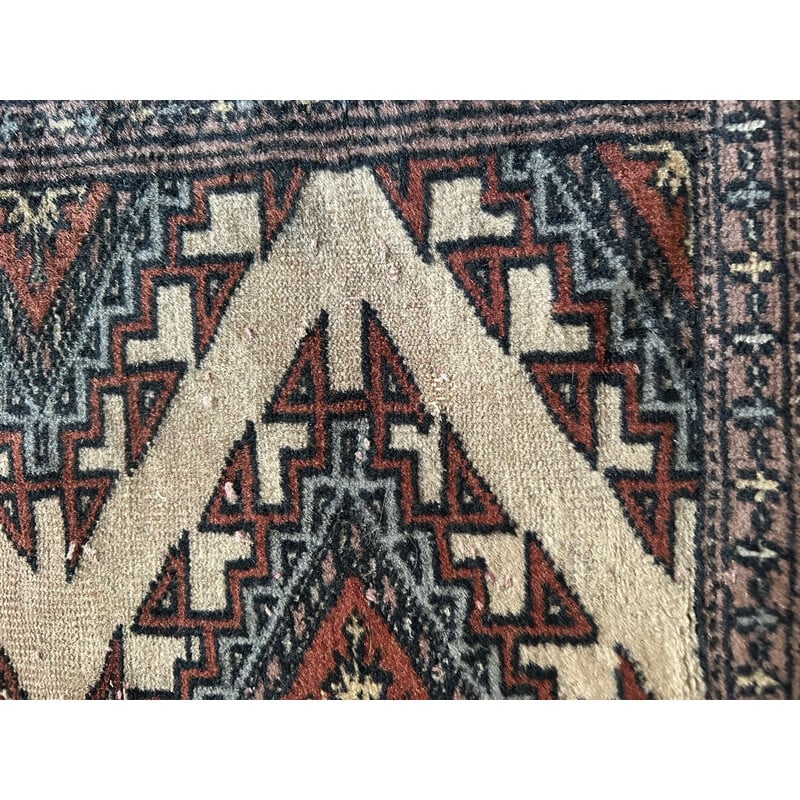 Vintage handgeknoopt wollen tapijt, Pakistan 1970