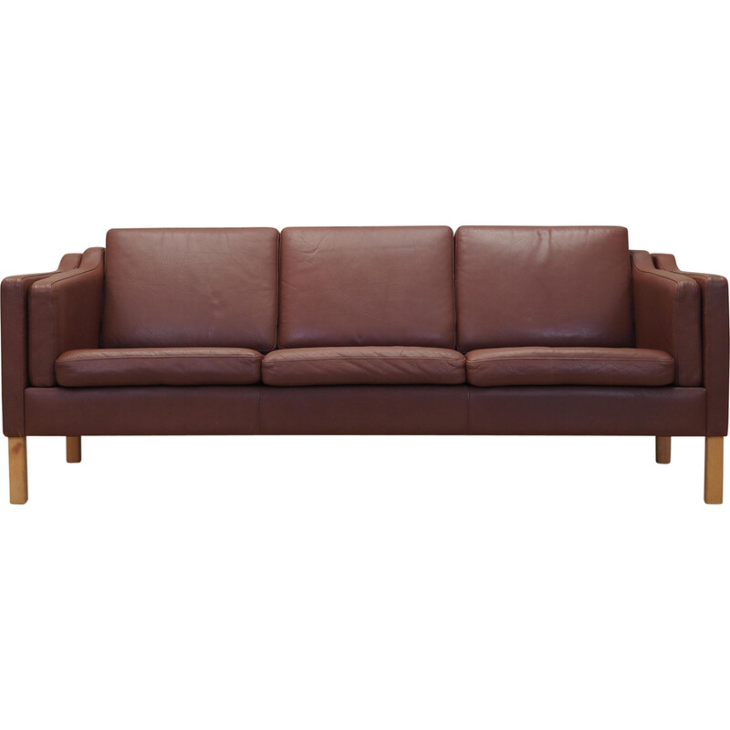 Vintage 3-seater sofa in solid wood and beech, Denmark 1970