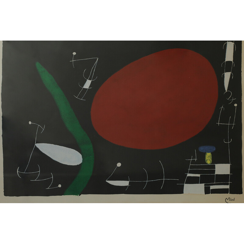 Tableau vintage soleil et étincelles par Joan Miró, 1960