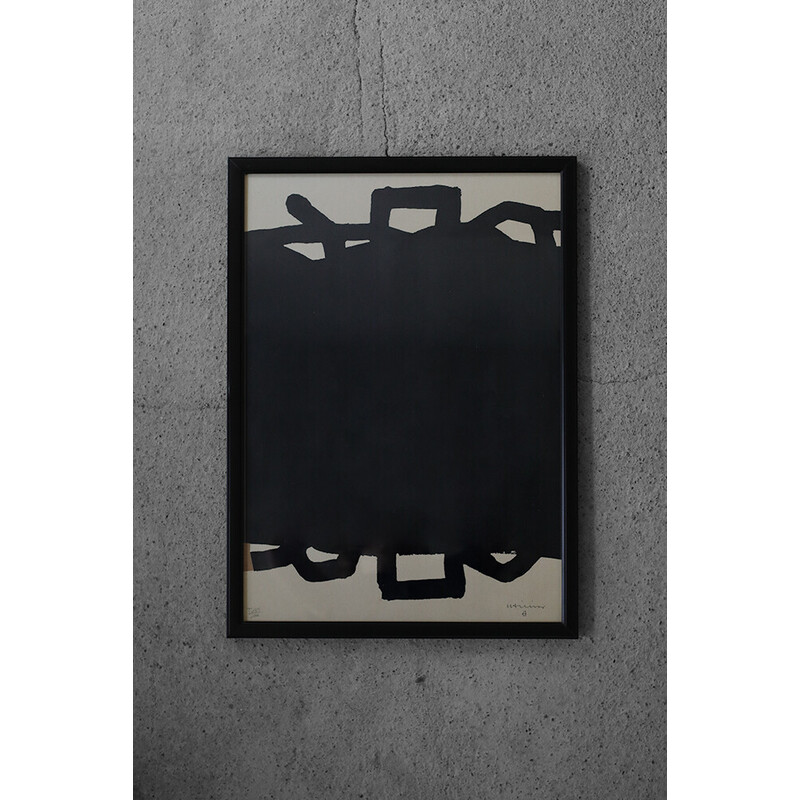 Vintage painting on cardboard by Eduardo Chillida