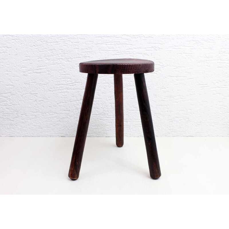 Tabouret vintage en bois massif de pin