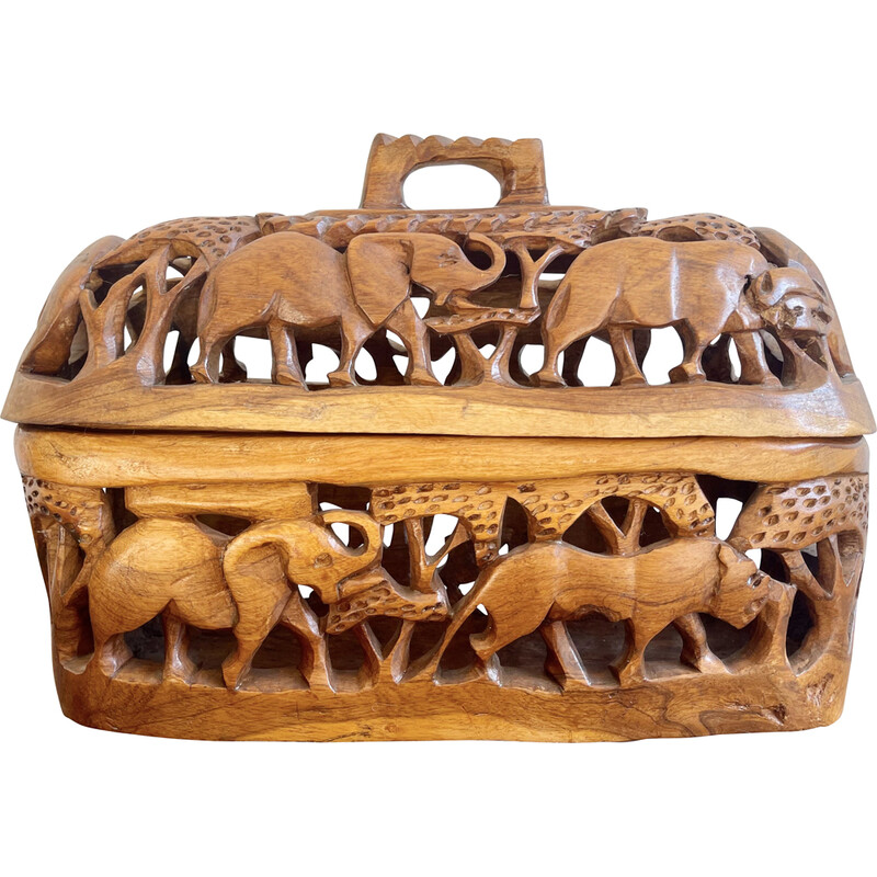 Vintage African Carved Wooden Fruit Bowl