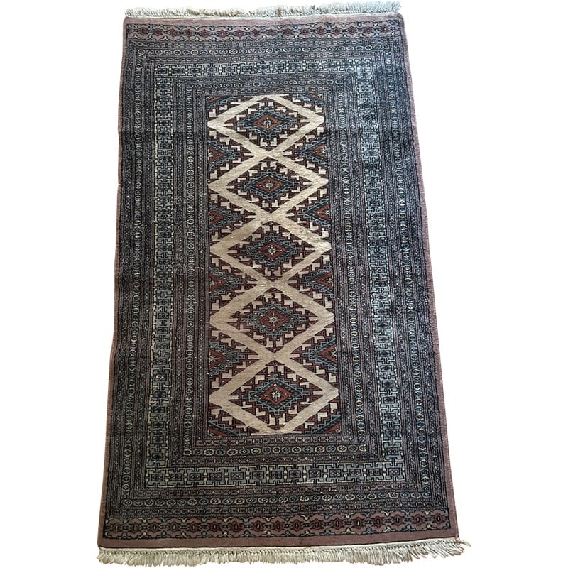 Vintage handgeknoopt wollen tapijt, Pakistan 1970