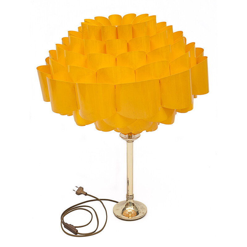 Pair of vintage yellow and orange table lamps, 1980