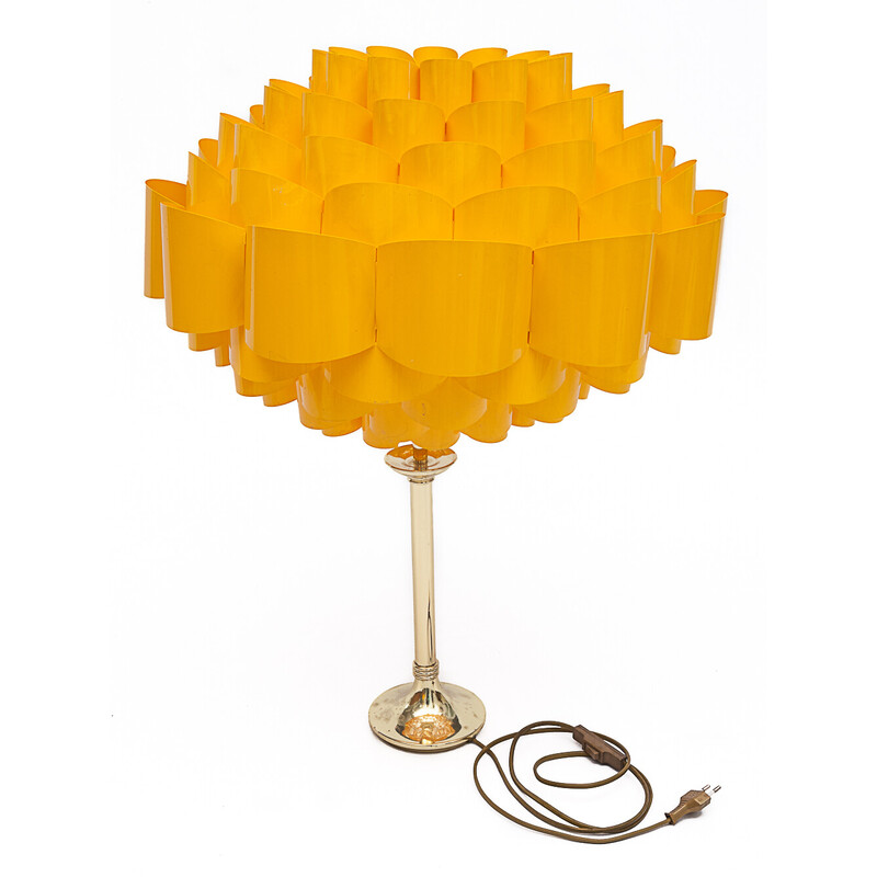 Pareja de lámparas de mesa vintage amarillas y naranjas, 1980