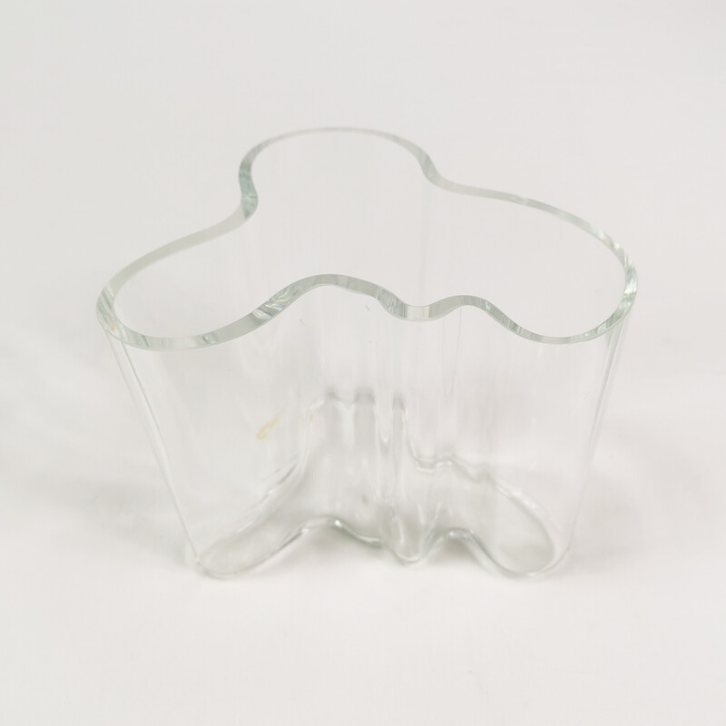 Paire de vases vintage en verre par Alvar Aalto, Finlande 1980