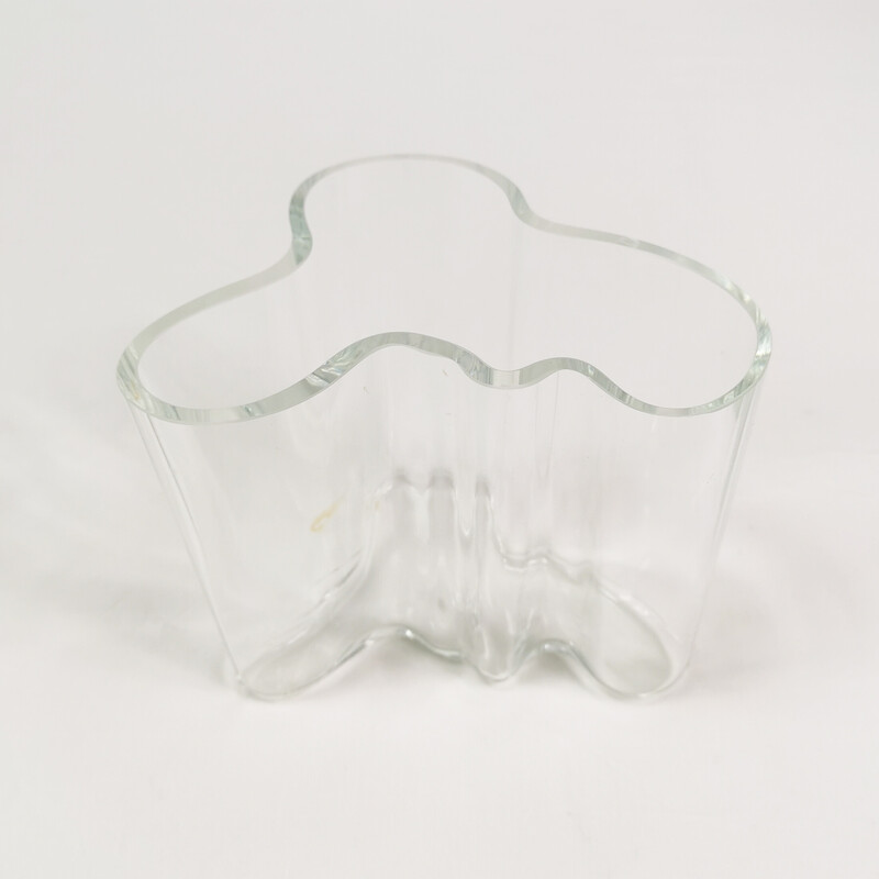 Par de vasos de vidro vintage de Alvar Aalto, Finlândia 1980