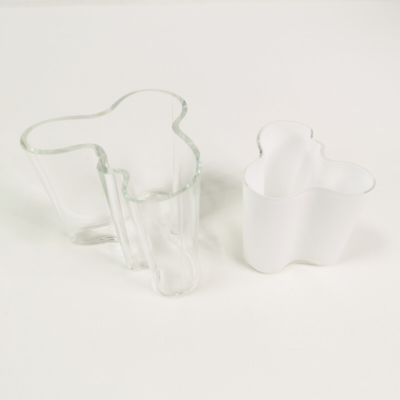 Pair of vintage glass vases by Alvar Aalto, Finland 1980