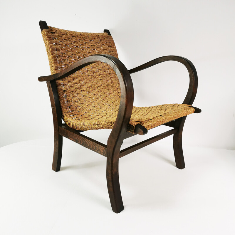 Fauteuil vintage Art Déco en bois de hêtre par Erich Dieckmann, Allemagne 1930