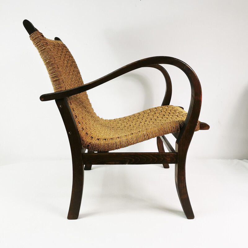 Vintage Art Deco armchair in beech wood by Erich Dieckmann, Germany 1930