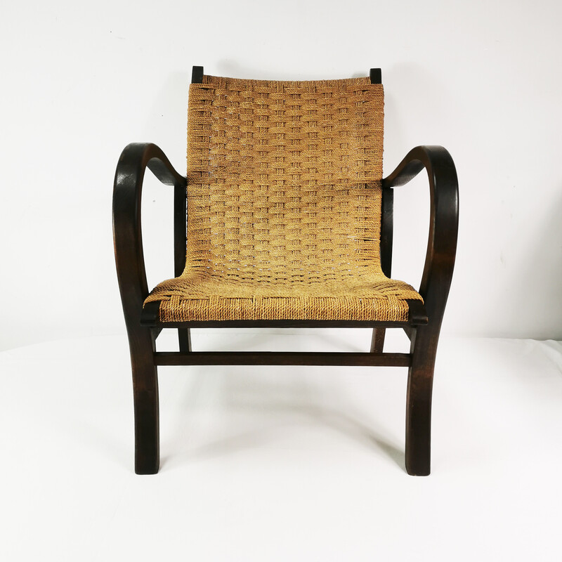 Vintage Art Deco armchair in beech wood by Erich Dieckmann, Germany 1930