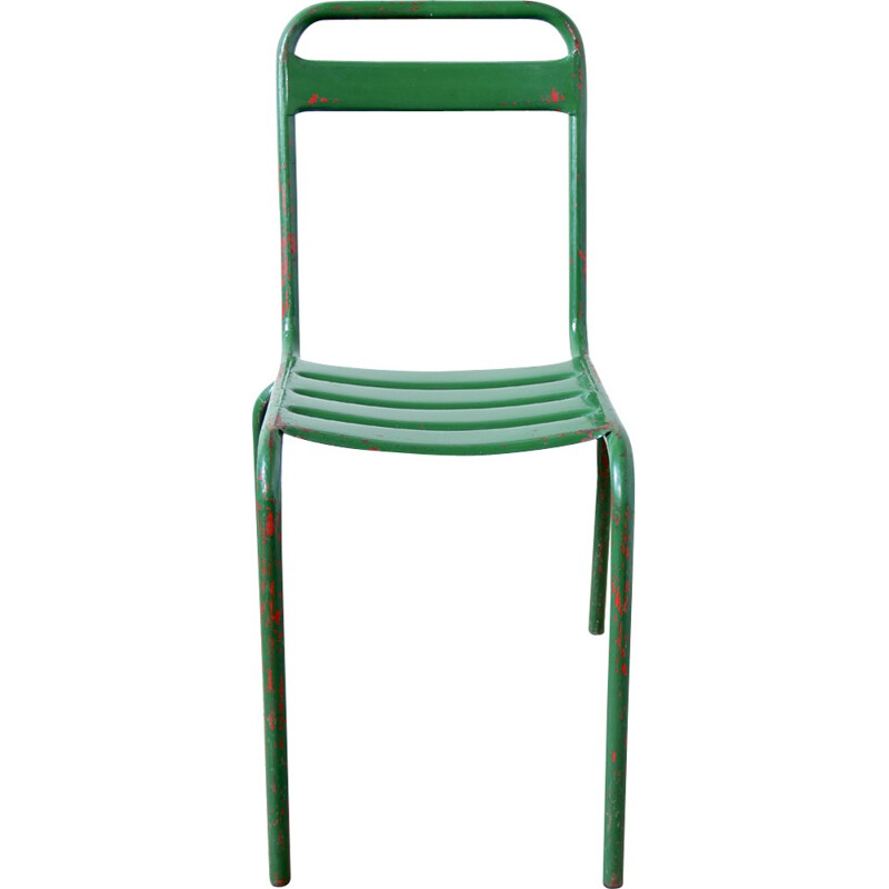 Set of 4 green bistro chairs - 1950s