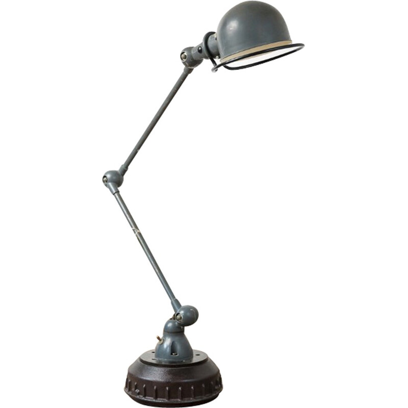 Lampe de bureau articulée grise en métal produite par de Jieldé - 1950