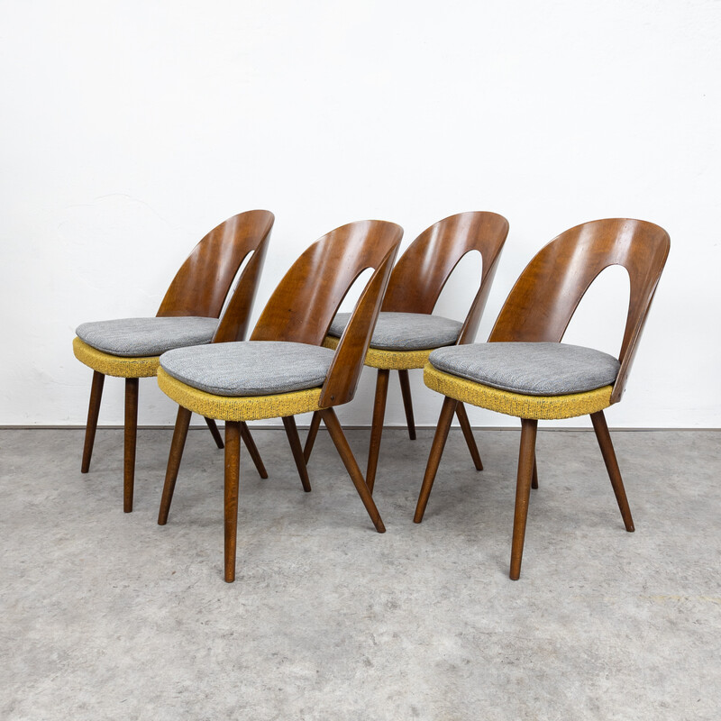 Set of four vintage dining chairs in beech wood and plywood by Antonín Šuman for Tatra, Czechoslovakia 1960