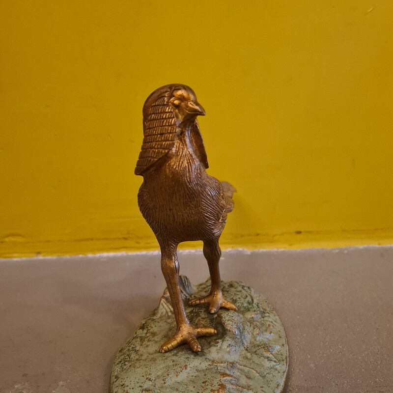 Vintage bronze statue of a Golden Pheasant, 1950