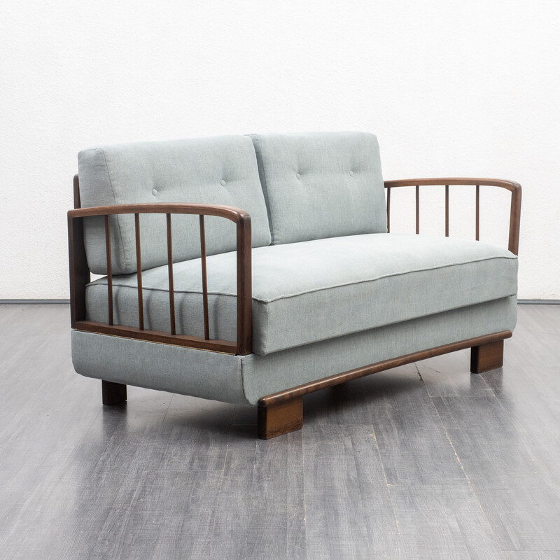 Vintage 2-seater sofa in solid wood, 1950